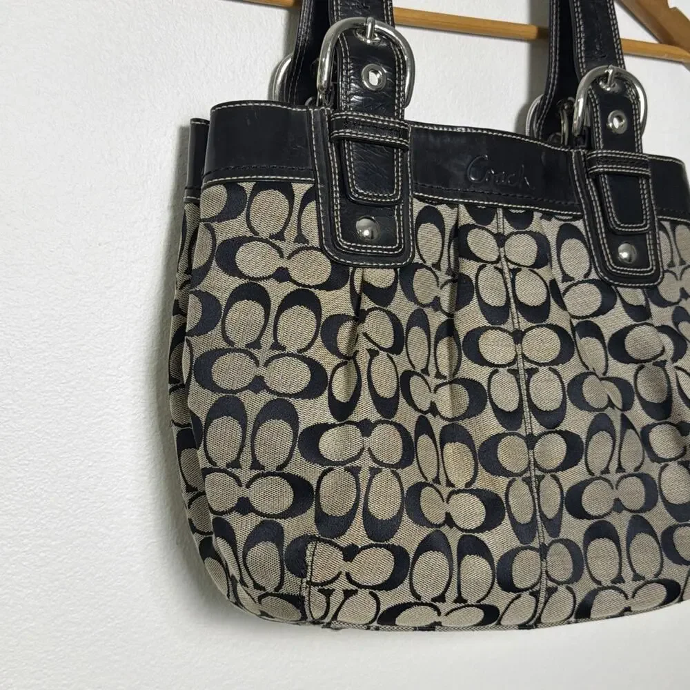 Vintage Y2K Coach Soho Pleated Signature Jacquard Shoulder Bag F15047 READ Black